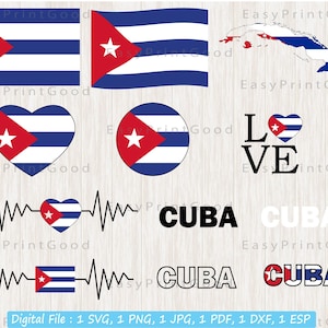 Kuba Flagge Svg Bundle, Kuba Flagge Svg, Kuba Name, Kuba Text Wort, Kuba Karte, Kuba Welle Flagge, Herz Kuba Karte, Schneidedatei, Cricut