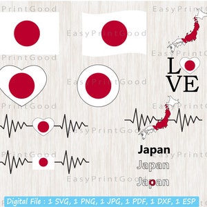 Japan Flag SVG Bundle: Love Japan Clip Art (Digital Download)