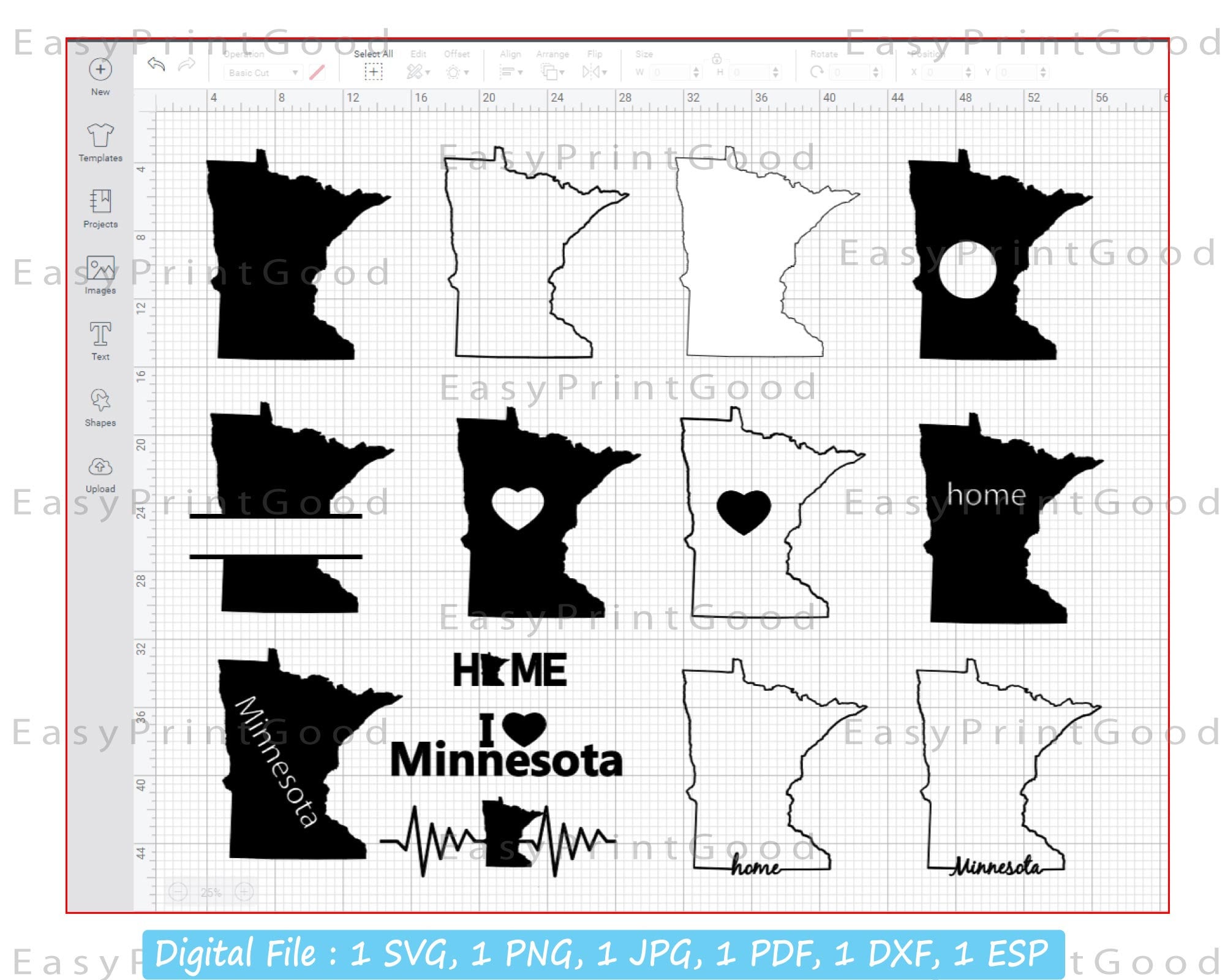 Minnesota SVG Bundle: State Outline, Map, Monogram (cut Files) - Etsy