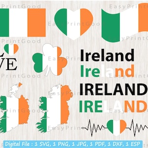 Republik Irland Karte Flagge zwart, Irland Flagge nicht, Land Nation Silhouette Umriss Atlas, Herz Irland, Liebe Irland, Cut-Datei, Cricut