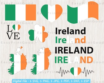 Ireland Flag Map SVG: Country Silhouette Cut File (Digital Download)