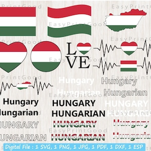 Hongarije vlag bundel Svg, Hongarije nationale vlag Svg, liefde, zwaaien, Hongaarse kaart ClipArt, Hongaarse vlag, hart Hongarije kaart, bestand knippen, Cricut