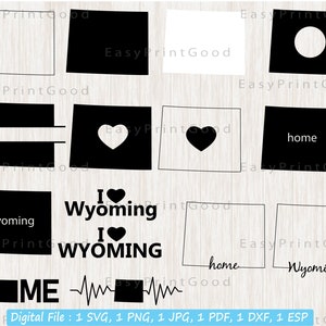 Wyoming Svg Bundle, Wyoming State Svg, Wyoming Outline, Wyoming Map, Wyoming State Map, Wyoming Home Svg, Monogram Frame, Cut file, Cricut