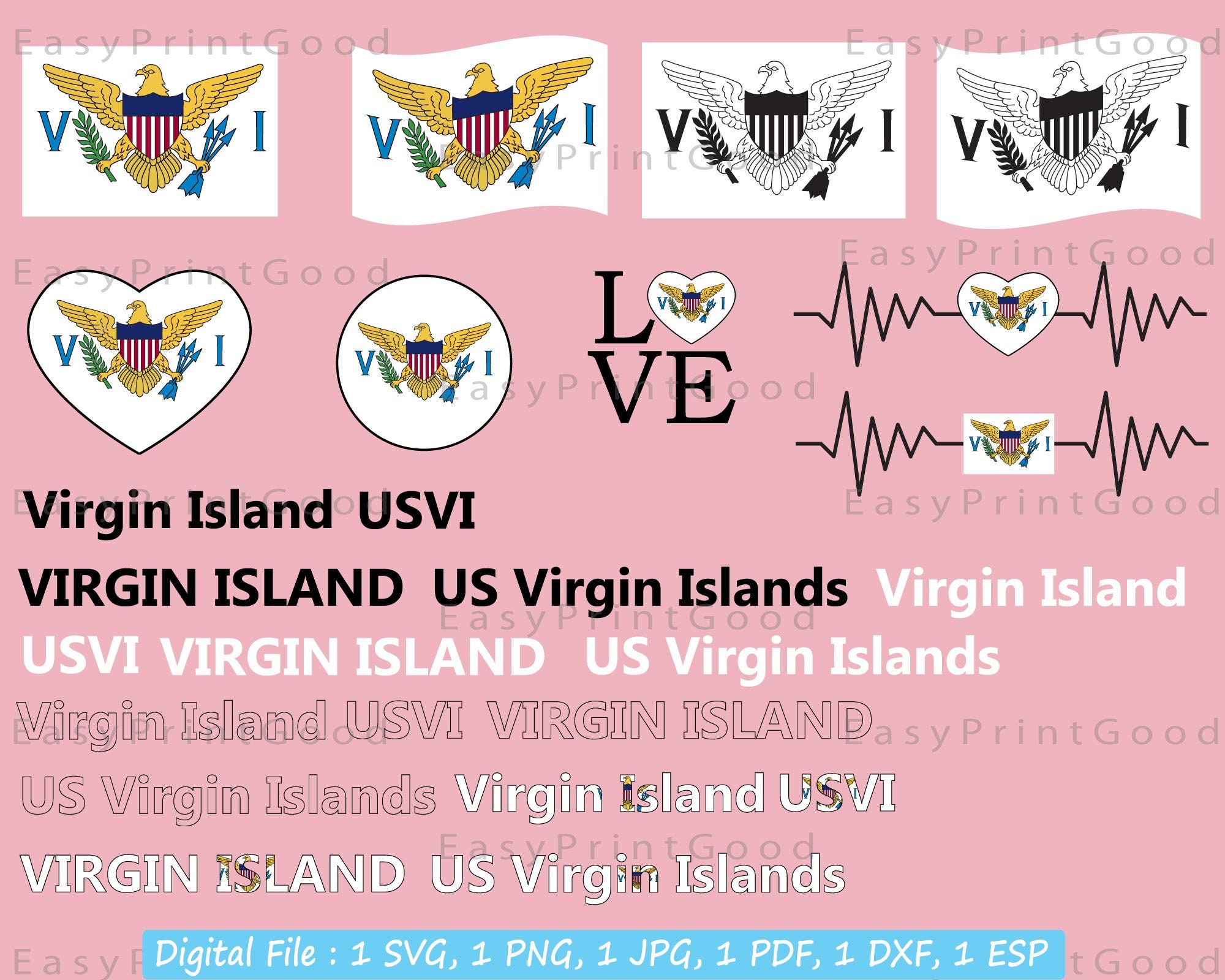 US Virgin Islands Flag Svg Bundle United States Virgin Etsy