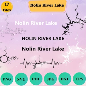 Nolin River Lake SVG-Bundle, Umriss, Liebe, Clipart, Monogrammrahmen, Silhouette, Textwort, Split Frame, Landkarte von Kentucky, Cut-Datei, Cricut