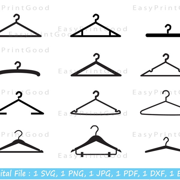 Clothes Hanger Svg Bundle, Hangers Svg, Clothes Hangers Svg, Wardrobe Svg, Hanger Clipart, Clothes Hanger Vector, Cut file, Cricut