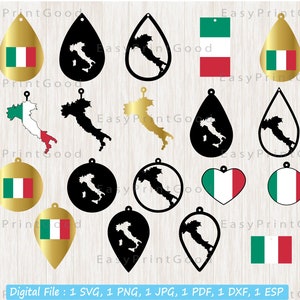 19 italy Ohrring svg Vorlage, Italien Formen Ohrringe Vorlage, Karte, Lederohrring, italienischer Tropfen, Anhänger Schmuck, Cut File, Cricut