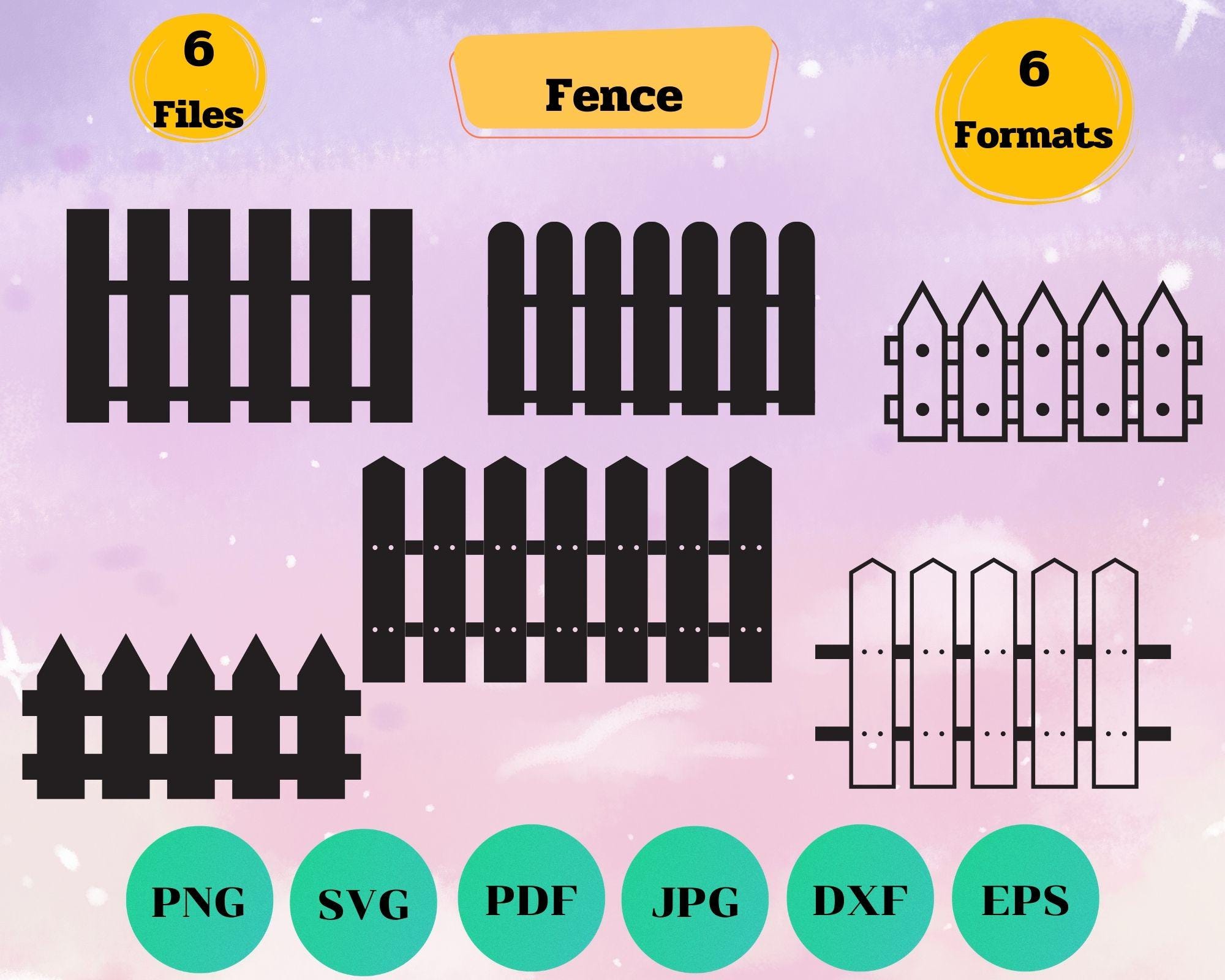 Fence Svg Wooden Fence Fence Picket Fence Clipart Fence Cricut Digital ...