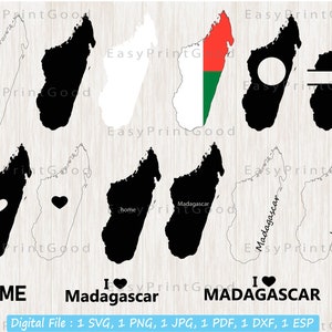 Madagascar Svg Bundle, Madagascar Outline, Madagascar Map Svg, Home, Malagasy Clipart, Love, Monogram Frame, Silhouette, Cut file, Cricut