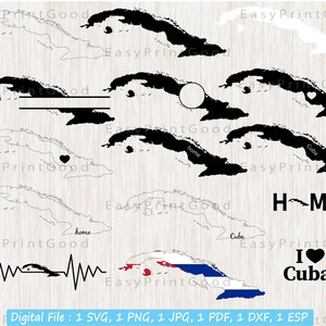 Cuba State Svg Bundle, Kuba Karte Svg, Kuba State Clipart, Kuba Flagge Karte Svg, Kuba Umriss, Monogramm Rahmen, Karte von Kuba, Schnittdatei, Cricut Svg
