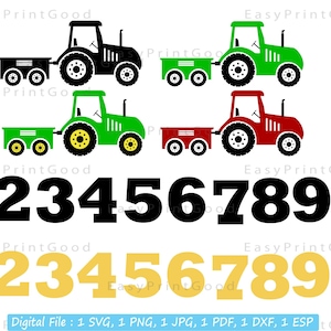 Farm Tractor Birthday SVG Clipart: Boy/Girl Cut File (Digital Download)