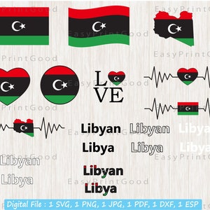 Libya Flag SVG Bundle: Libyan Map, Heart, & Banner (Digital Download)