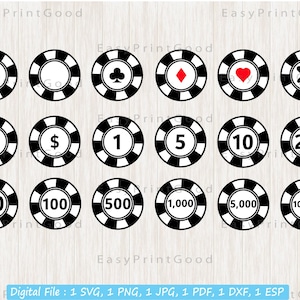 PokerChip SVG Bundle, Casino Chip Svg, Poker Chips, Money, Gamble Clipart, Glücksspiel, Glücksspiel Chips, Poker Silhouette, Plotterdatei, Cricut