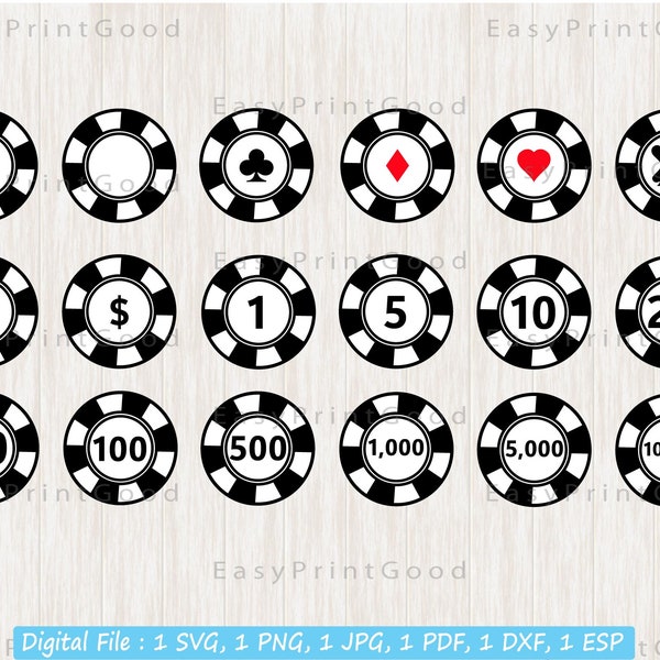 Poker Chips Svg Etsy
