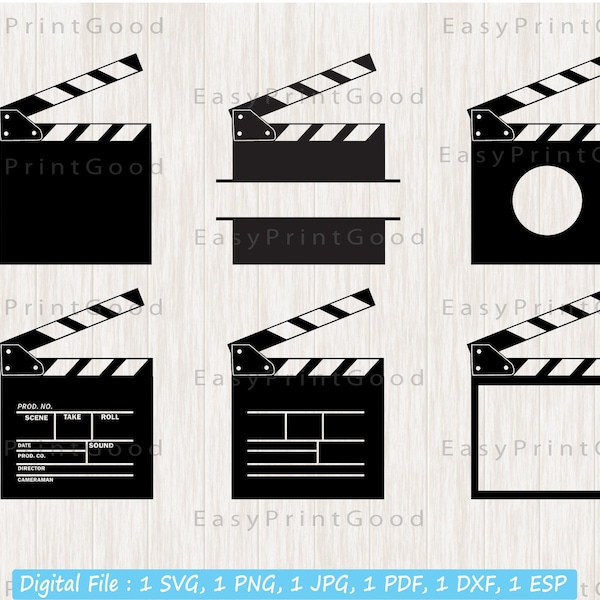 Movie Clapperboard Svg, Film Clapper Board Svg, Clapper Svg, Film Clapboard, Film Making, Monogram Frame, Cinema Svg, Cut file, Cricut svg