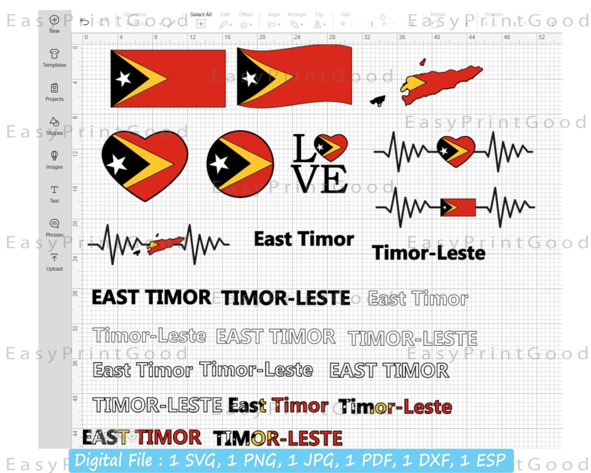 East Timor Flag Svg Bundle, Timor-leste Flag, East Timor Map, Love