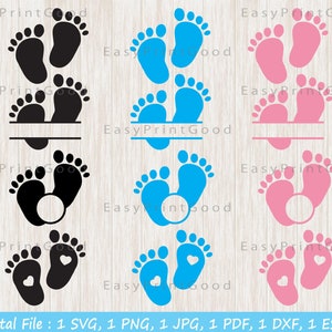 Baby Füße SVG, Fußabdrücke, Baby Baby Füße Monogramm Rahmen, Baby Füße Bundle Kindergarten SVG, Baby Füße Silhouette Neugeborene, geschnitten Datei, Cricut