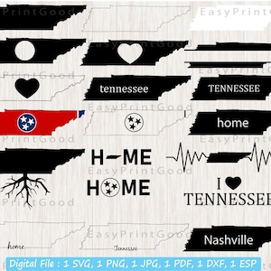 Tennessee State Svg Bundle, Tennessee Svg, Tennessee State Clipart, Tennessee Home, Tennessee Outline, Monogram Frame, Cut bestand, Cricut Svg