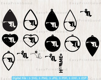 Maryland Earring SVG Template: Teardrop & Pendant Shapes (Cut File)