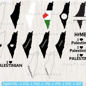 Palestina Svg Bundel, Palestijnse Svg, Palestina Overzicht, Palestina Kaart, Palestina Home, Liefde, Monogram Frame, Silhouet, Cut bestand, Cricut