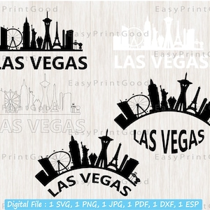 Las Vegas City Svg, Nevada Usa Skyline Cityscape Silhouette, City Shirt, Las Vegas, Las Vegas Cityscape Vinyl Sign Design, File di taglio, Cricut
