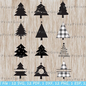Paquete SVG de árbol de Navidad: Clipart de pino (descarga digital)