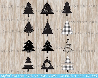 Christmas Tree SVG Bundle: Pine Tree Clipart (Digital Download)