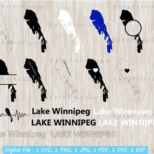 Lake Winnipeg SVG-Bundle: Umriss, Monogrammrahmen, Clipart (digitaler Download)