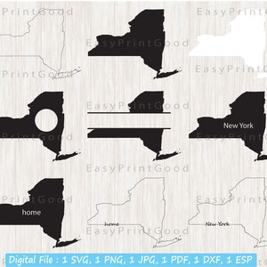 New York State SVG Bundle, New York Umriss Svg, New York Karte, New York State Clipart, New York State SVG, New York Home, Cut File, Cricut