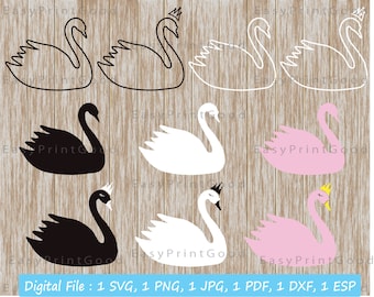 Royal Swan SVG Bundle: Clipart, Silhouette, Cricut Cut Files (Digital Download)