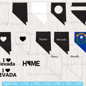 Nevada State Svg Bundle, Nevada State Flag, NV State Flag Svg, Nevada Map, Nevada State Clipart, Outline, Monogram Frame, Cut bestand, Cricut
