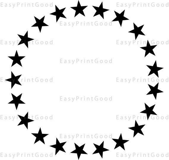 Star Monogram Frame Circle Frame Clipart Frame Sign Digital | Etsy