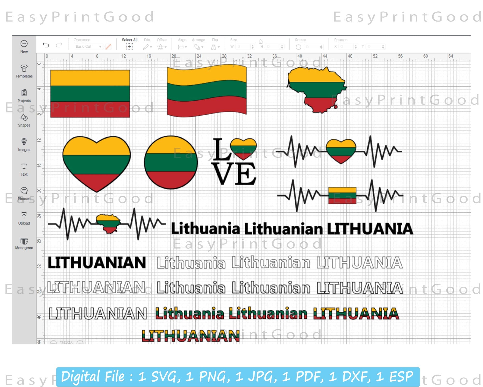 Lithuania Svg Lithuania Flag SVG Bundle: Lithuanian Clip Art, Cricut Cut File ...