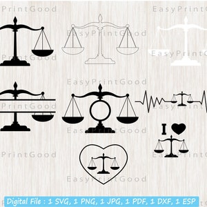 Justice Scales SVG Bundle: Lawyer Monogram, Law Cut File (Digital Download)
