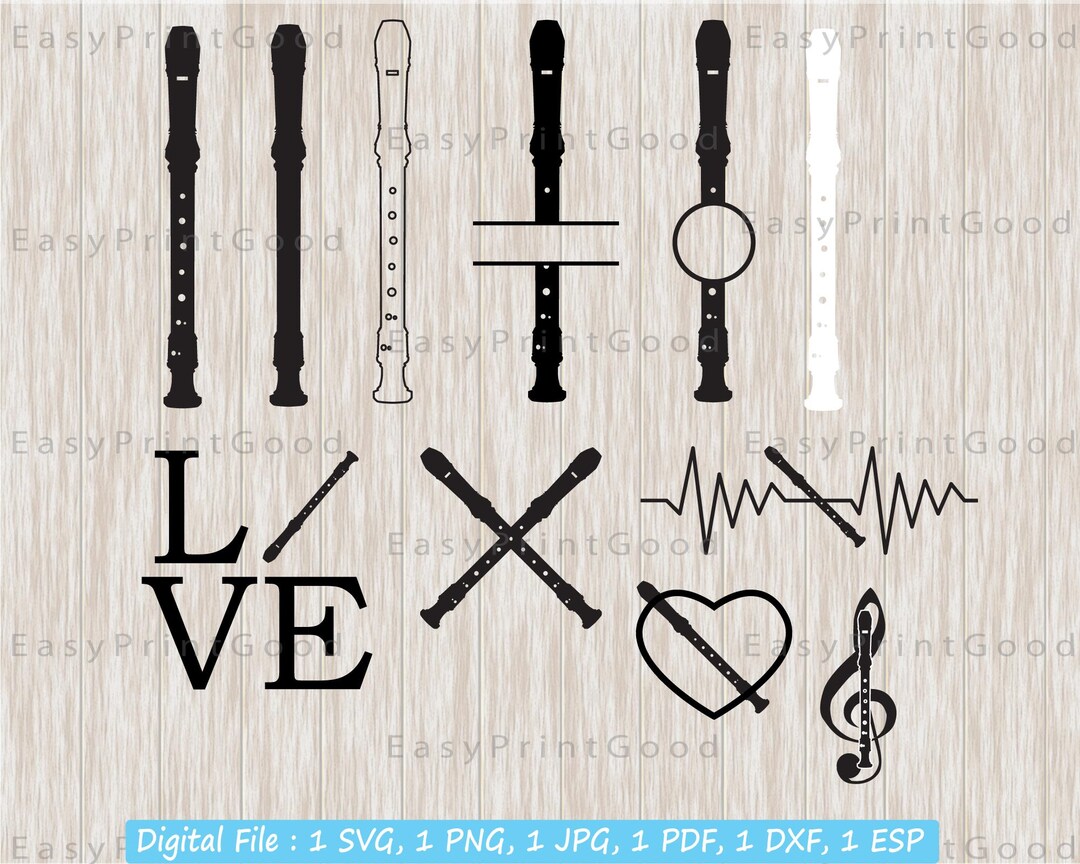 Flûte à bec Bundle Svg, flûte à bec Split Frame, flûte à bec école