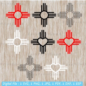 Nouveau-Mexique Zia Sun Symbol Svg, Nouveau-Mexique Flag Svg, State Flag Clipart, Nouveau-Mexique Zia Svg, Sud-Ouest Svg, Zia Symbol, Cut file, Cricut