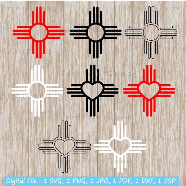 New Mexico Zia Sun Symbol Svg, New Mexico Flag Svg, State Flag Clipart, New Mexico Zia Svg, Southwestern Svg, Zia Symbol, Cut file, Cricut