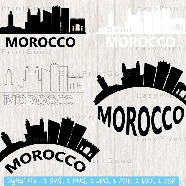 Morocco Svg, Morocco Svg Skyline, Casablanca Morocco Africa Skyline Cityscape Silhouette, Casablanca Skyline, Cut file, Cricut Svg