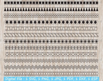 Gemusterte Ränder SVG: Zig Zag Clipart, Schneidedateien (digitaler Download)