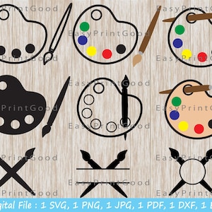 Paint Palette Svg Paint Palette Brush Svg Paint Palette Clipart Love Paint Paint Brush Bundle Artist Paint Palette Vinyl And Craft Cricut