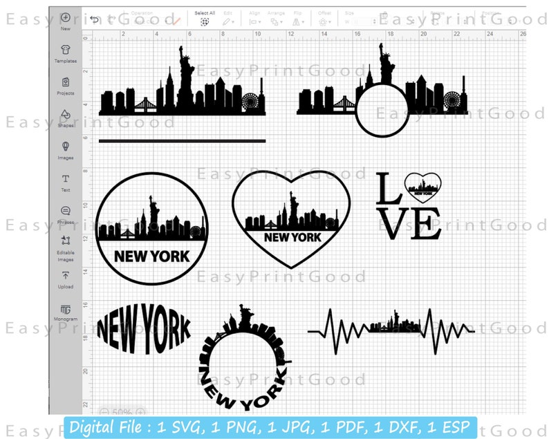 New York Frame Svg Bundle New York City Svg New York Usa Etsy