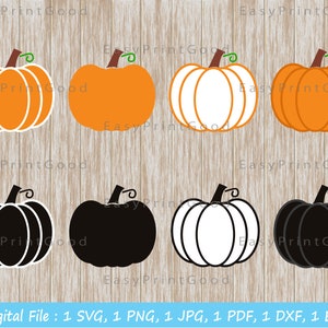 Pumpkin SVG Bundle: Fall Clipart, Halloween Silhouette (Digital Download)