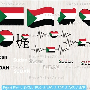 Sudan Flagge Bundle Svg, Sudan Svg, Sudan Svg, Sudan Clip Art, Sudan Clip Art, Herz, Sudan Flagge Karte, Text Word, Plotterdatei, Cricut, Digital
