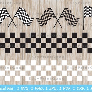 Racing Flag SVG Bundle: Checkered Pattern Car Clipart (Digital Download)