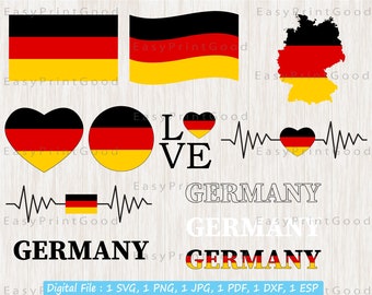 Germany Flag Svg, German Waving Flag, Love Germany, Germany State Svg, Germany Flag Heart, Heart German, Germany Text Flag, Cut file, Cricut