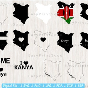 Kanya Svg Bundle, Kanya Outline, Kanya Map Svg, Home, Kanya Clipart, Love, Monogram Frame, Silhouette, Digital, Cut file, Cricut