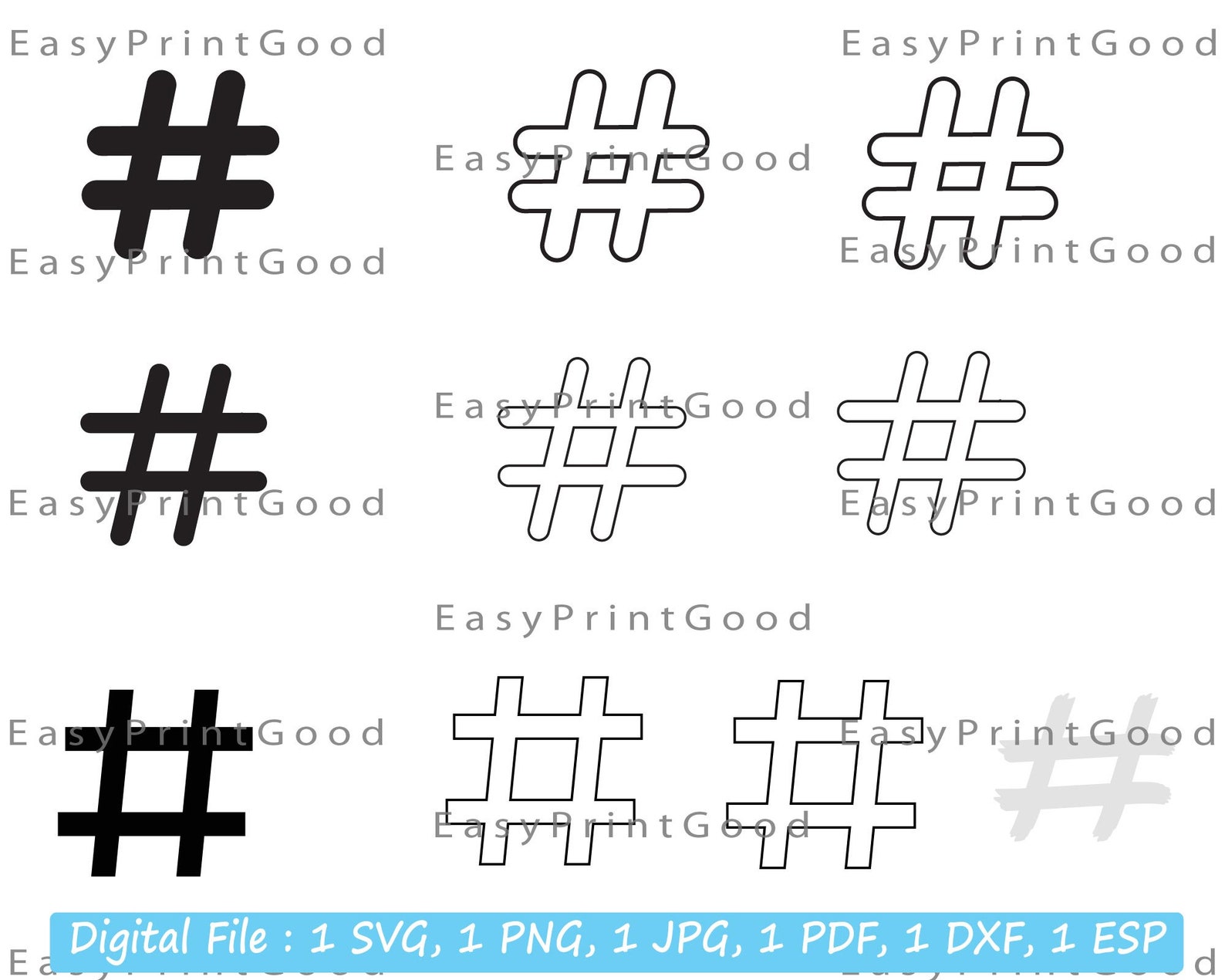 Hashtag Sign SVG Bundle: 10 Clipart Designs (digital Download) - Etsy
