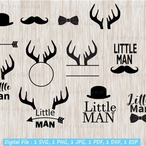 Kleiner Mann, SVG, Baby Junge, Geweih ClipArt, kleiner Mann Schnurrbart, Baby Boy Neugeborenen, kleiner Mann, Hirschgeweih, geschnitten Datei