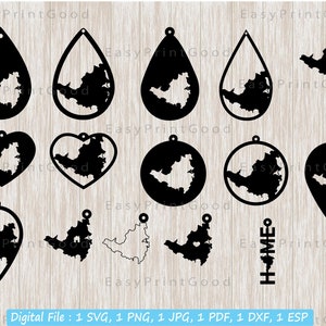 Saint Martin Island Ohrringe Svg, Saint Martin Insel Karte, Leder Ohrring, Tropfen, Anhänger Schablone Schmuck, Schablone, Cut File, Cricut