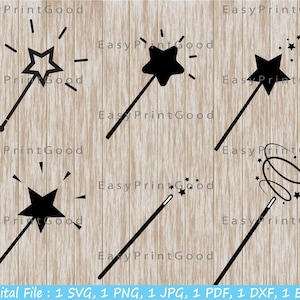 Magic Wand Clipart: Stars, Princess Wand SVG, Cricut Cut File (Digital Download)